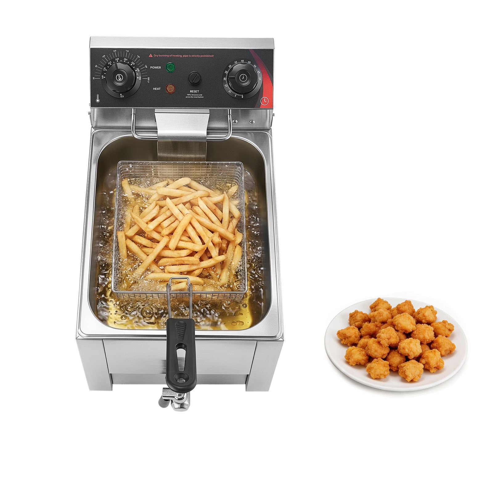 Deep Fryer Commercial - Commerciële elektrische frituurpan, verbeterde oliefiltratie, 9,51