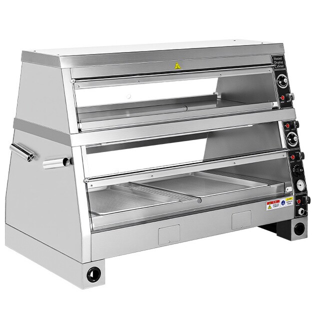 Food Warmer Display - Commerciële elektrische 2-laags warmhoudvitrine voor voedsel,