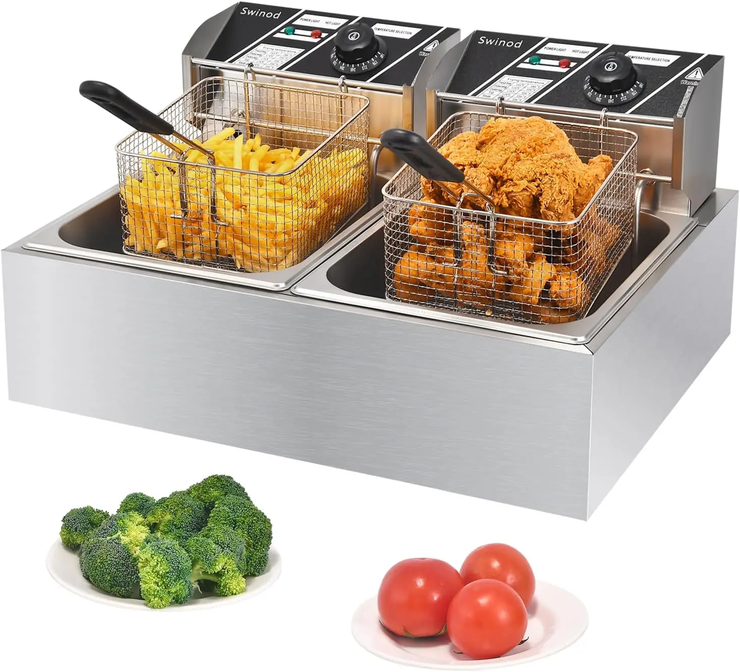 Deep Fryer Commercial - Commerciële frituurpan met manden, 3400W 12.7QT/12L