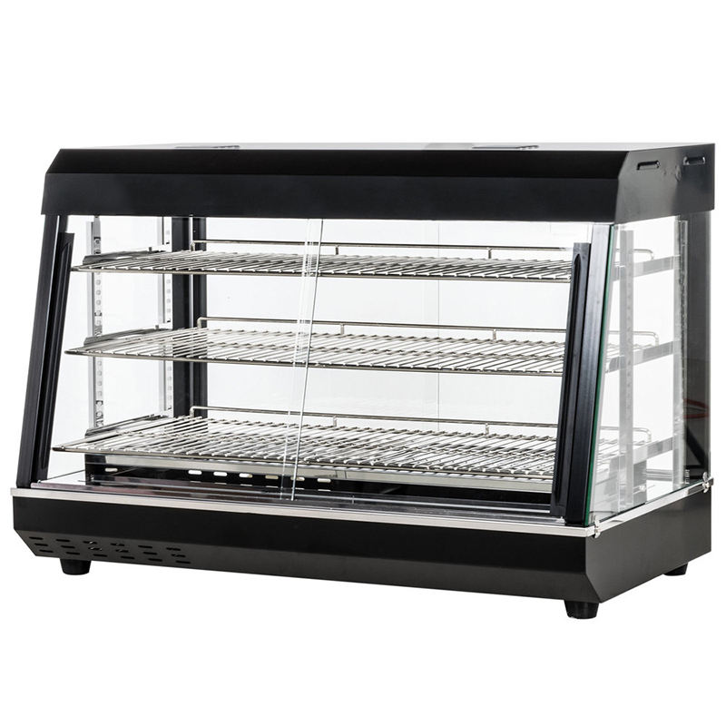 Food Warmer Display - Elektrische roestvrijstalen broodpresentatiekast met glazen deur,
