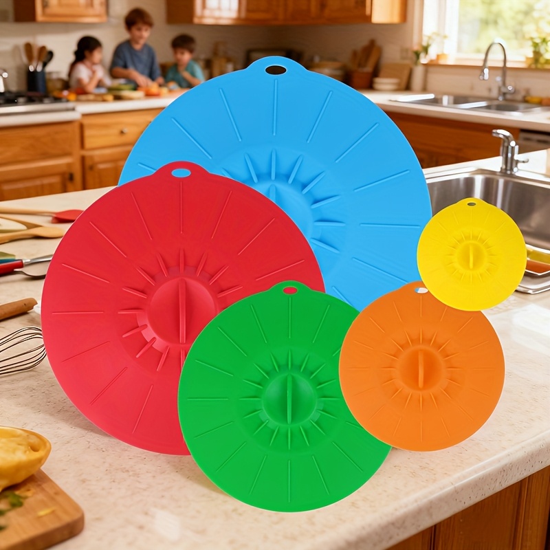 Commercial Kitchen Pots And Pans - 5-delige siliconen deksels, hittebestendige, spatwaterdichte deksels