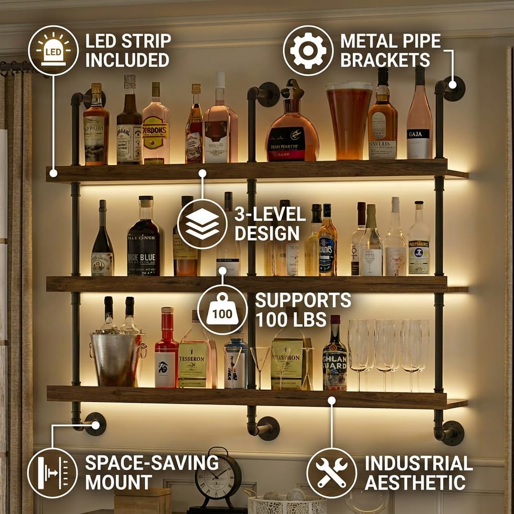 Wandgemonteerd wijnrek met LED - Commercial Kitchen Lights recensie en prijs